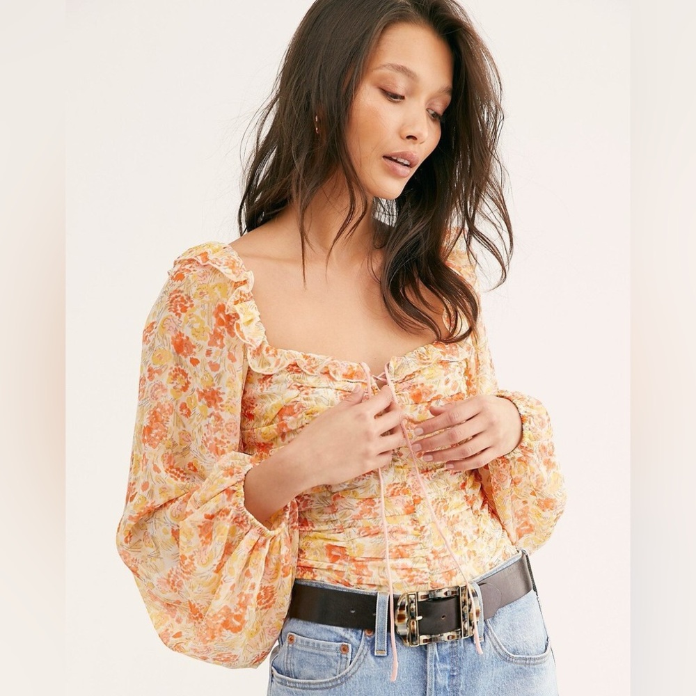 Free People Mabel Printed Blouse in Spring Combo Boho